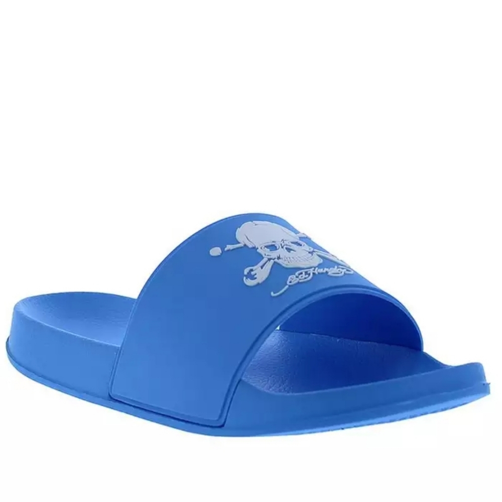 NWB! ED Hardy Sky Blue Darkness Mens Sport Slides 12
